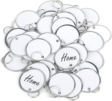50 Pcs Key Tags 1.5 Inch round Key Chain Tags Writable White Paper Labels with M