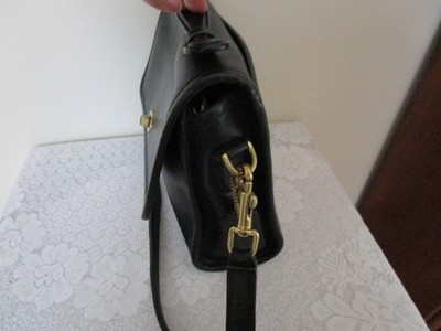 オールドコーチ　COURT BAG Vintage Coach Court Bag Black Genuine Leather Crossbody Shoulder
