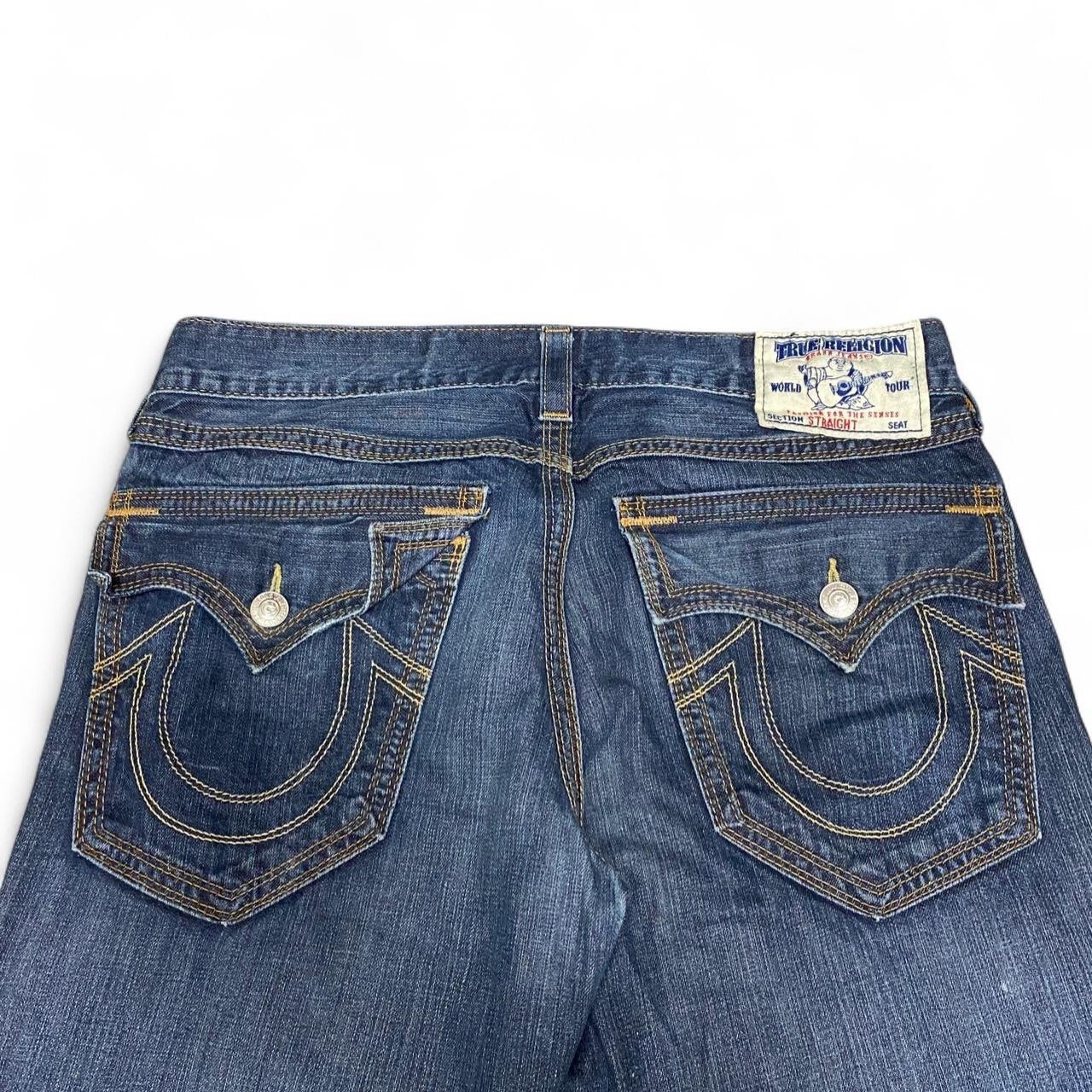 Y2k true Religion dark wash fading denim bootcut jeans   thumbnail 4