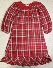 Disney Minnie Mouse Red Plaid Nightgown Girls Small 5/6 Long