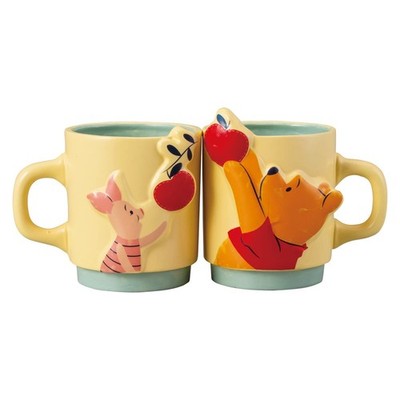 sun art Disney ''Winnie the Pooh'' Ceramic Pair Mug Approx. 265ml Apple SAN3702 Be
