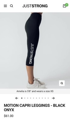 NEW WITH TAGS JUST STRONG MOTION CAPRI LEGGINGS BLACK ONYX WOMENS LARGE