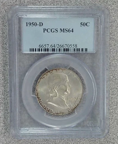 1950-D 90% Franklin Half Dollar PCGS MS64 (558)