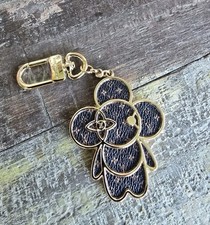 Louis Vuitton Vivienne Bag Charm / Key Chain Gold Tone LV MONOGRAM Stamped Clasp