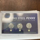 1943 Lincoln Wheat Steel Penny Collection P D S Uncirculated Small Cent