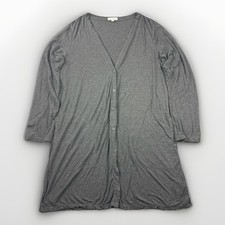 Max Studio Gray Long Cardigan Duster Button Front Pockets Womens M