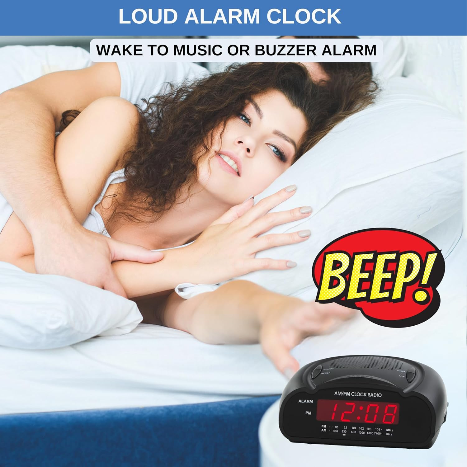 Am/fm Radio Red Led Display Loud Heavy Sleepers Desk Bedside