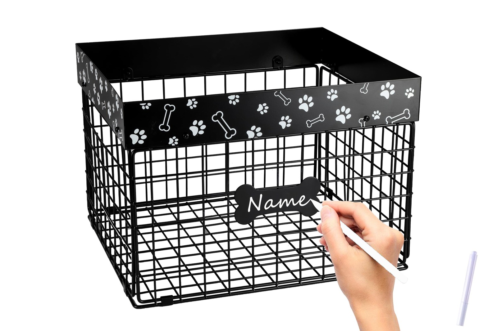 Large Dog Toy Organizer - Chew-Proof Wire Folding Basket - P