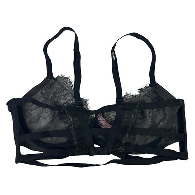 Victoria's Secret Very Sexy Unlined Demi Bra Black Lace Side Zip