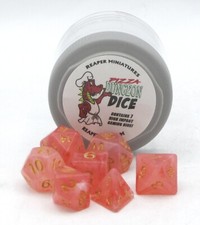Reaper 19023 Lucky Gem Red Pizza Dungeon Dice Polyhedral Gaming RPG Dice Set