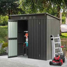 Domi Backyard Storage Shed 5.4' x 3.7' w/Sloping Roof Steel Frame Lockable Door