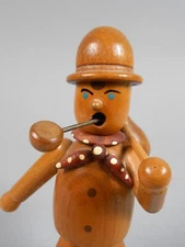 Vintage East German Erzgebirge Wooden Incense Smoker Hiker with Sack