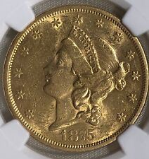 1875-S $20 Liberty Double Eagle Gold. NGC AU 55. Type 2.