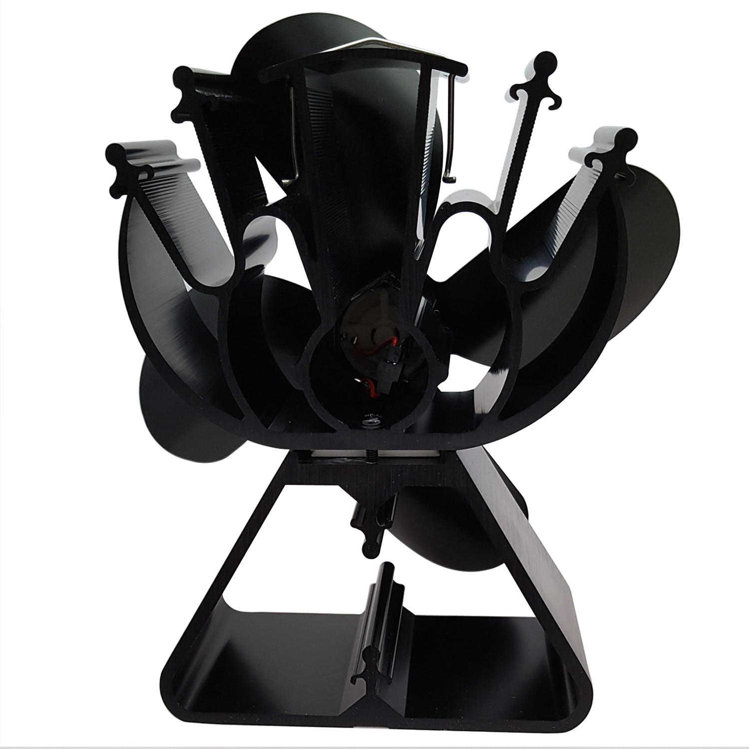 4 Blade Heat Powered Wood Log Fire Burner Mini Stove Fireplace Top