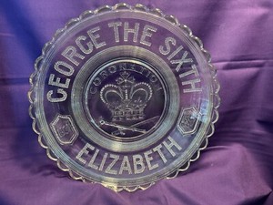 T.M. King George VI & Queen Elizabeth Coronation (1937)  - Pressed Glass Dish