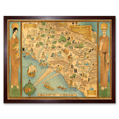 Karte Ames 1929 Historisch Orange County Kalifornien Bild Kunstdruck gerahmt 12x16