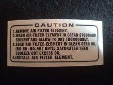 HONDA TL125 TL250 AIR FILTER INFORMATION CAUTION WARNING DECAL