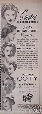 WERBUNG 1938 COTY PULVER FRÜHLINGSFRISCHE DREI FARBEN - ADVERTISING