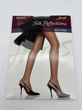 Hanes Silk Reflections Pantyhose Barely Black Non-Control Top 715 AB Sandalfoot