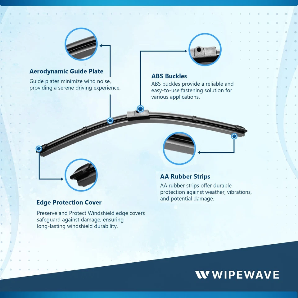 3pcs Wiper blades Set for VW Polo 02-05 Front Windscreen + Rear | WipeWave - Image 2 of 4
