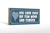 Holzschild Spruch 27X10 Cm Ich Liebe Dich Bis Zum Mond Und Schild Wooden Sign