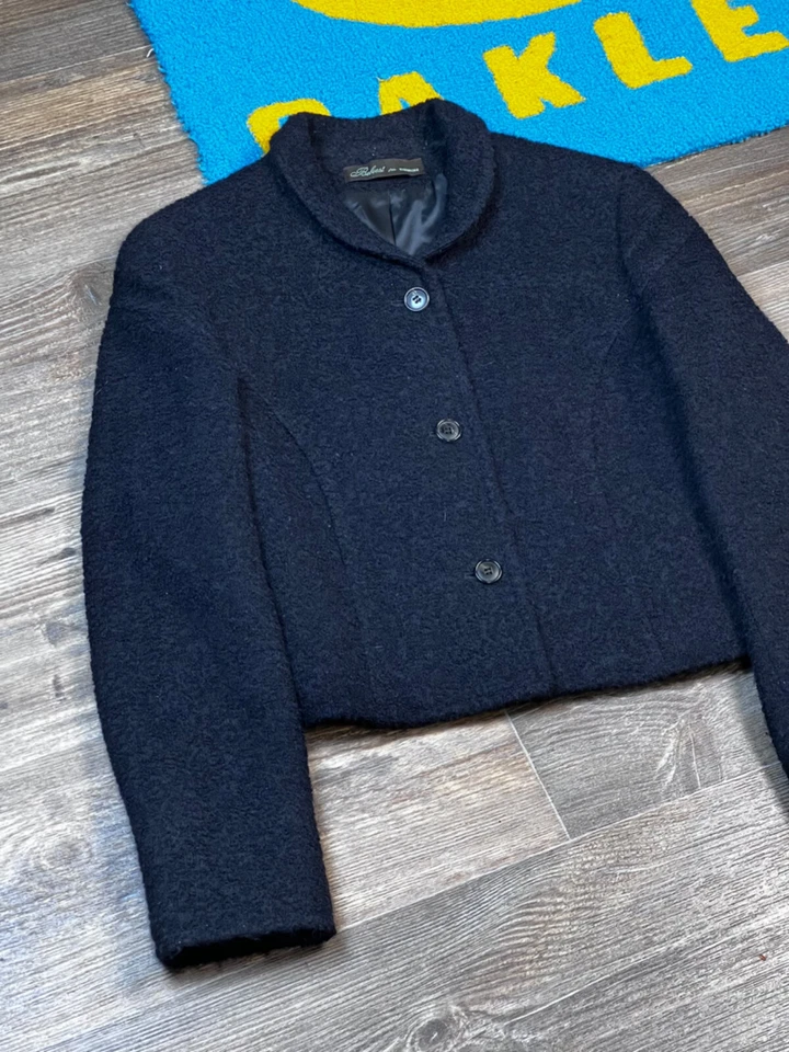 Chaqueta Blazer Mujer Belvest Tres Botones Azul Marino Lana Alpaca Corta Talla 44 Foto 3 de 4