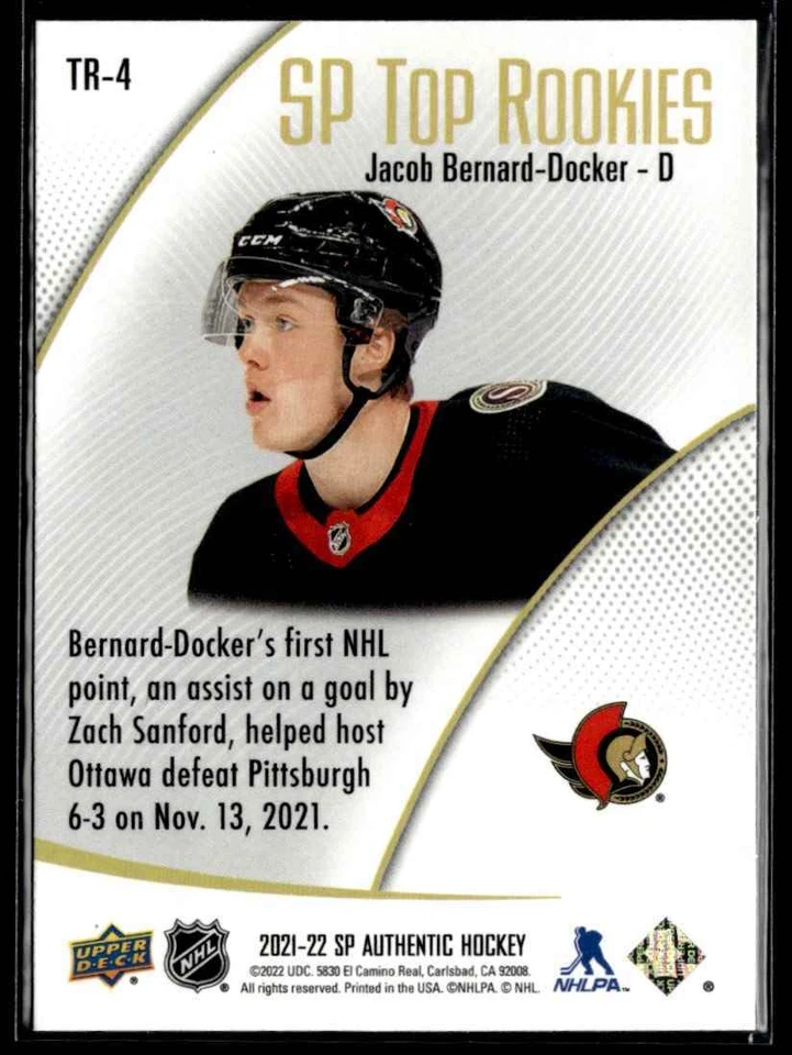 2021-22 Sp authentic Top rookies Jacob Bernard-Docker #TR-4 H4R3E - Image 2 of 2