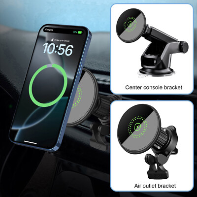 US 30W Magnetic Wireless Car Charger Phone Mount For Apple iPhone Air 17e 16 15