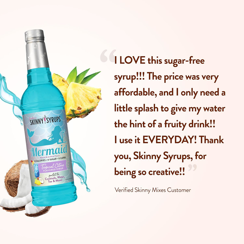 New! Jordan's Skinny Mixes Sugar Free Syrup, Mermaid Flavor, Fruit