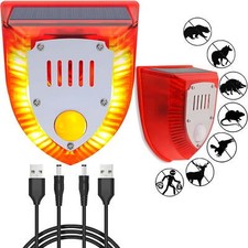 Solar Outdoor Motion Sensor Alarm-129db Dog Barking  Gunshot Sound USB Charge
