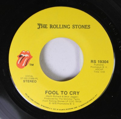 Rock 45 The Rolling Stones - Fool To Cry / Hot Studd On Atlantic Recording Corp.