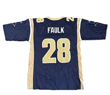 Rams Jersey Large Marshall Faulk Reebok Blue 