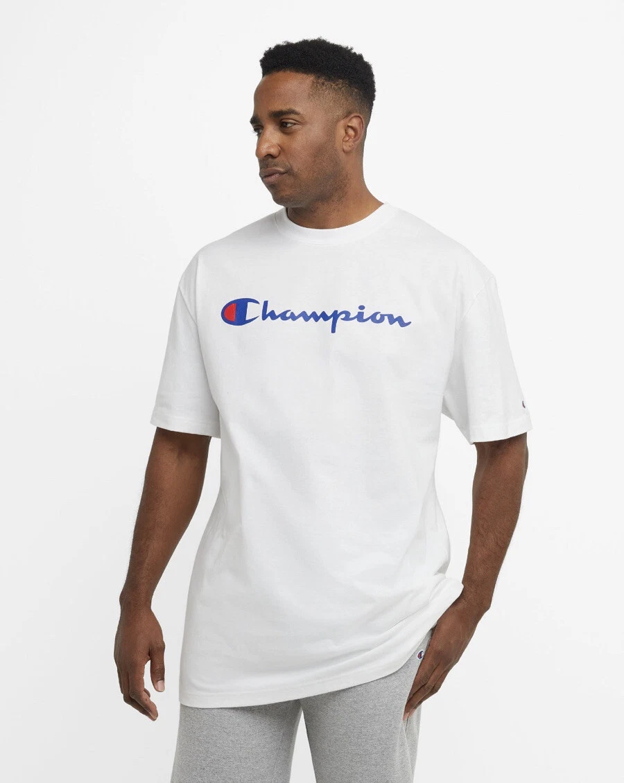 Champion Men T Shirt Short Sleeve Big Tall White Classic Tee C