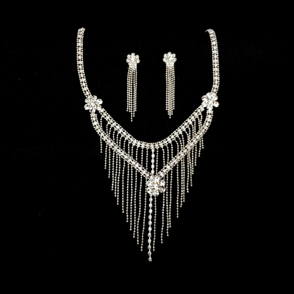 Set Gioielli Sposa Con Strass Scintillanti - Collana Choker E Orecchini Da Ballo Per Donne, Regalo Idea