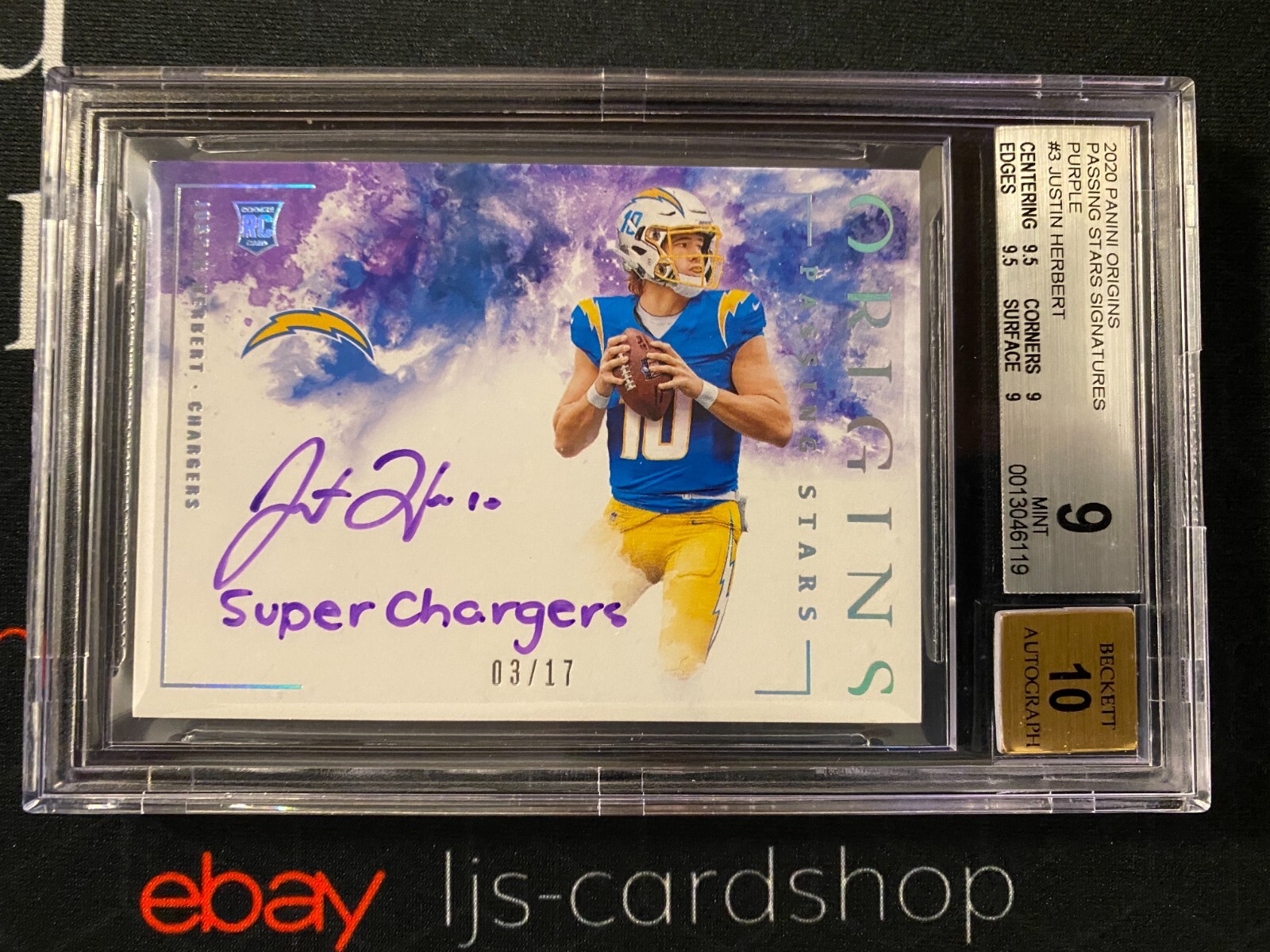 Justin Herbert Panini Origins Passing Stars Signatures #PSJH Purple