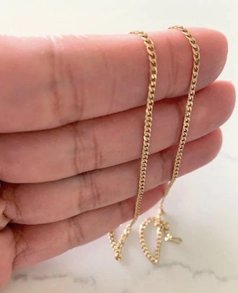 Collar Colgante Cadena Bordillo 2MM Oro Amarillo 14K Sólido REAL Hecho en Italia Oro Foto 2 de 2