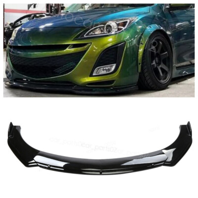 Glossy Black Front Bumper Lip Spoiler Splitter Body Kits For Mazdaspeed3 Strut R