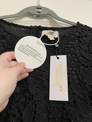 Boohoo US Plus Size Occasion Black Floral Lace Contrast Midi Dress Size 18  | eBay