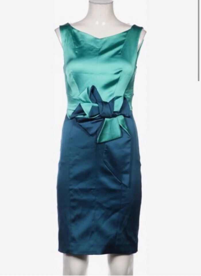 Nuevo con etiquetas Vestido Lápiz Karen Millen Precioso Satén Turquesa Cóctel Lazo EE. UU. 6 Foto 4 de 4