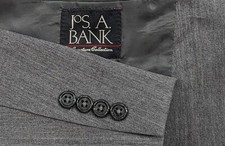 Jos. A. Bank Blazer Coat Sport Jacket 100 Wool 44R Dark Gray Hidden Herringbone