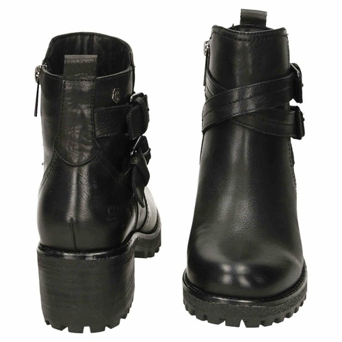 Carmela Grueso Cuero Tacón al Tobillo Botas 67400 Negro Chelsea Motociclista Correa Zapatos - Imagen 10 de 12