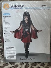 Girls Vampire Halloween Costume - Fangs out - Child XL 12-14 New in Package