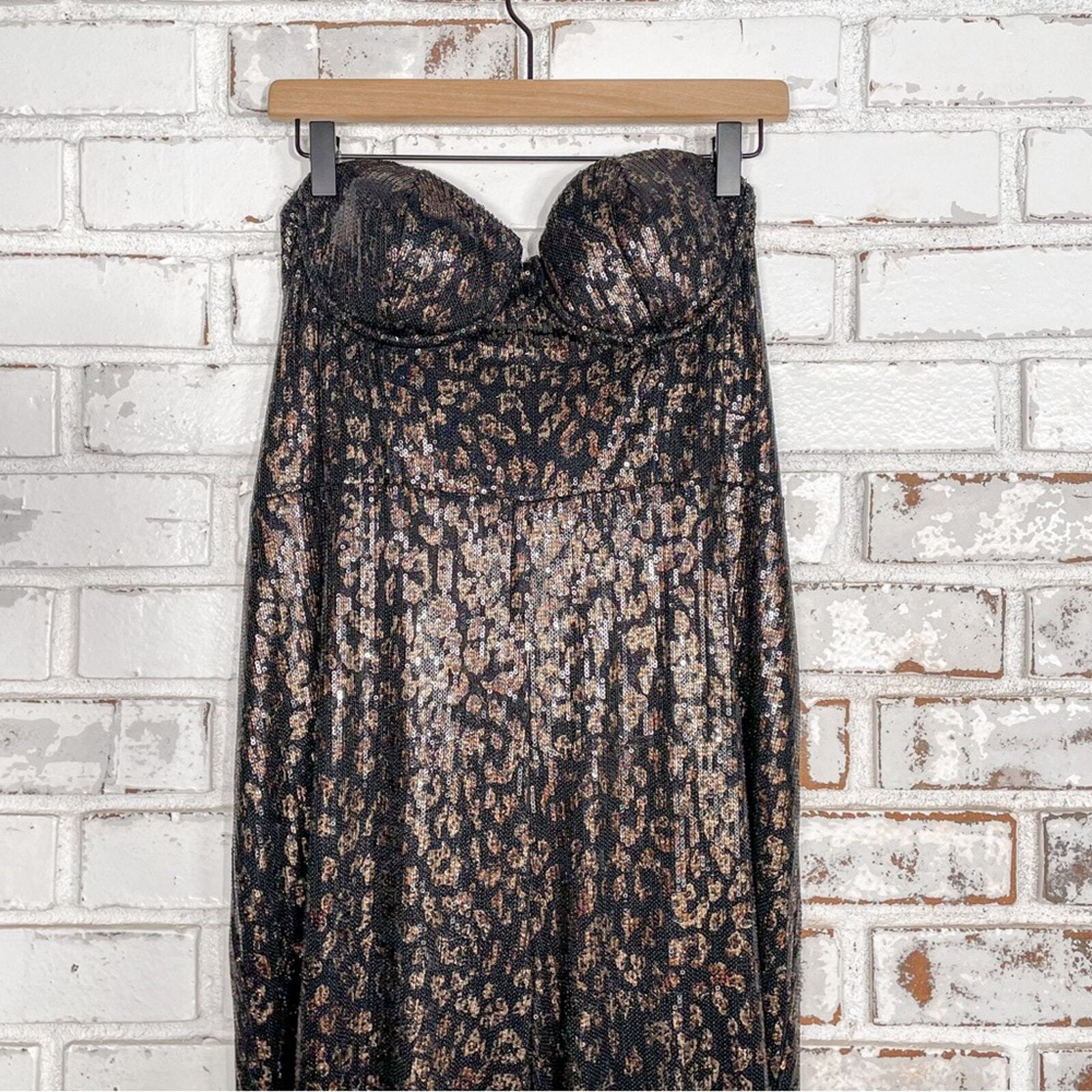 House of Harlow 1960 X Revolve Teri Leopard Sequin Strapless Jumpsuit XL image 5