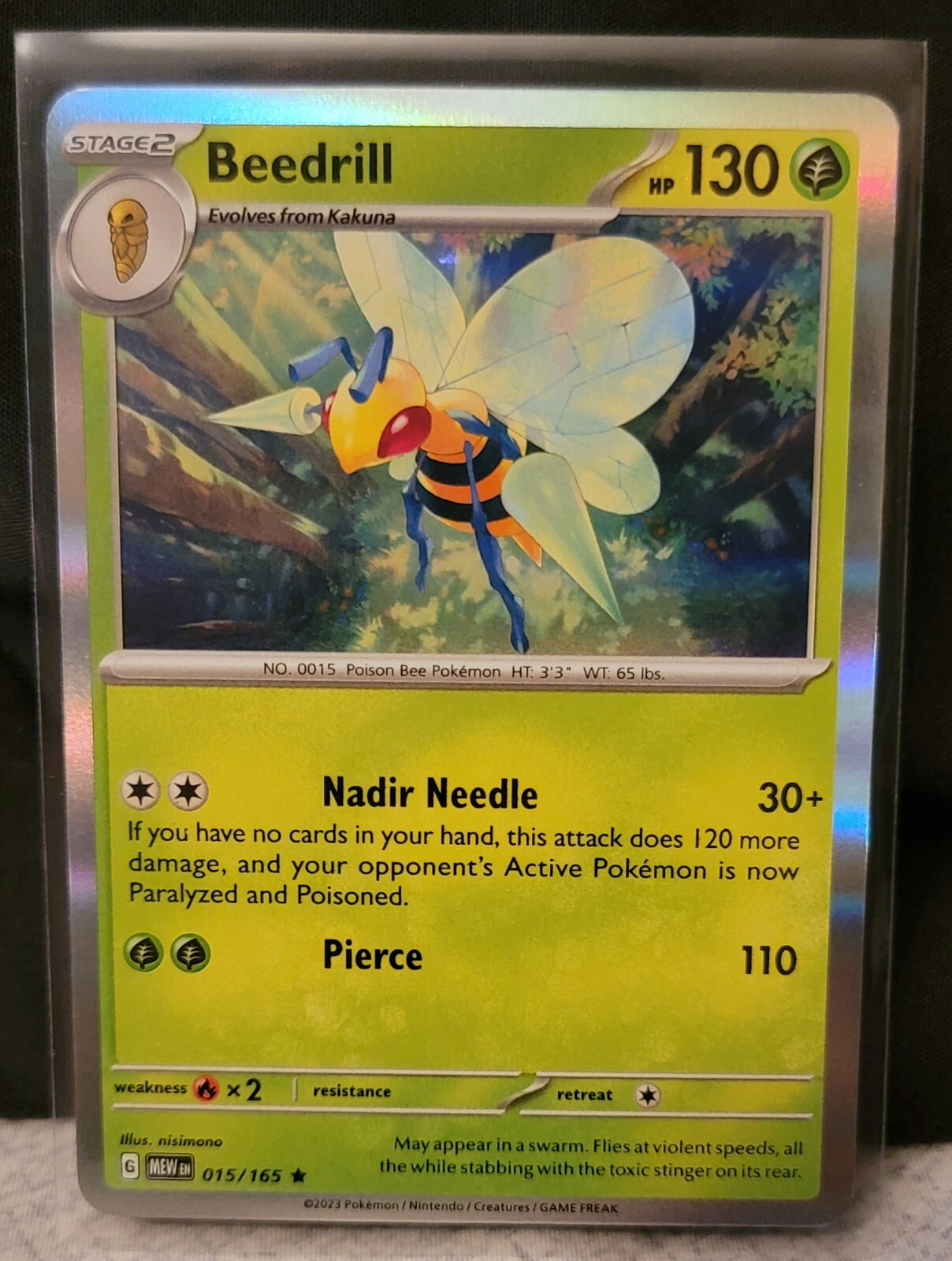 Pokémon TCG Card Beedrill 15/165 Scarlet & Violet 151 Black Star Holo NM