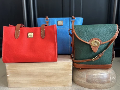 Dooney Bourke BUNDLE Lot Pebble Grain RED BLUE GREEN Lexington Eva Cavalry Totes
