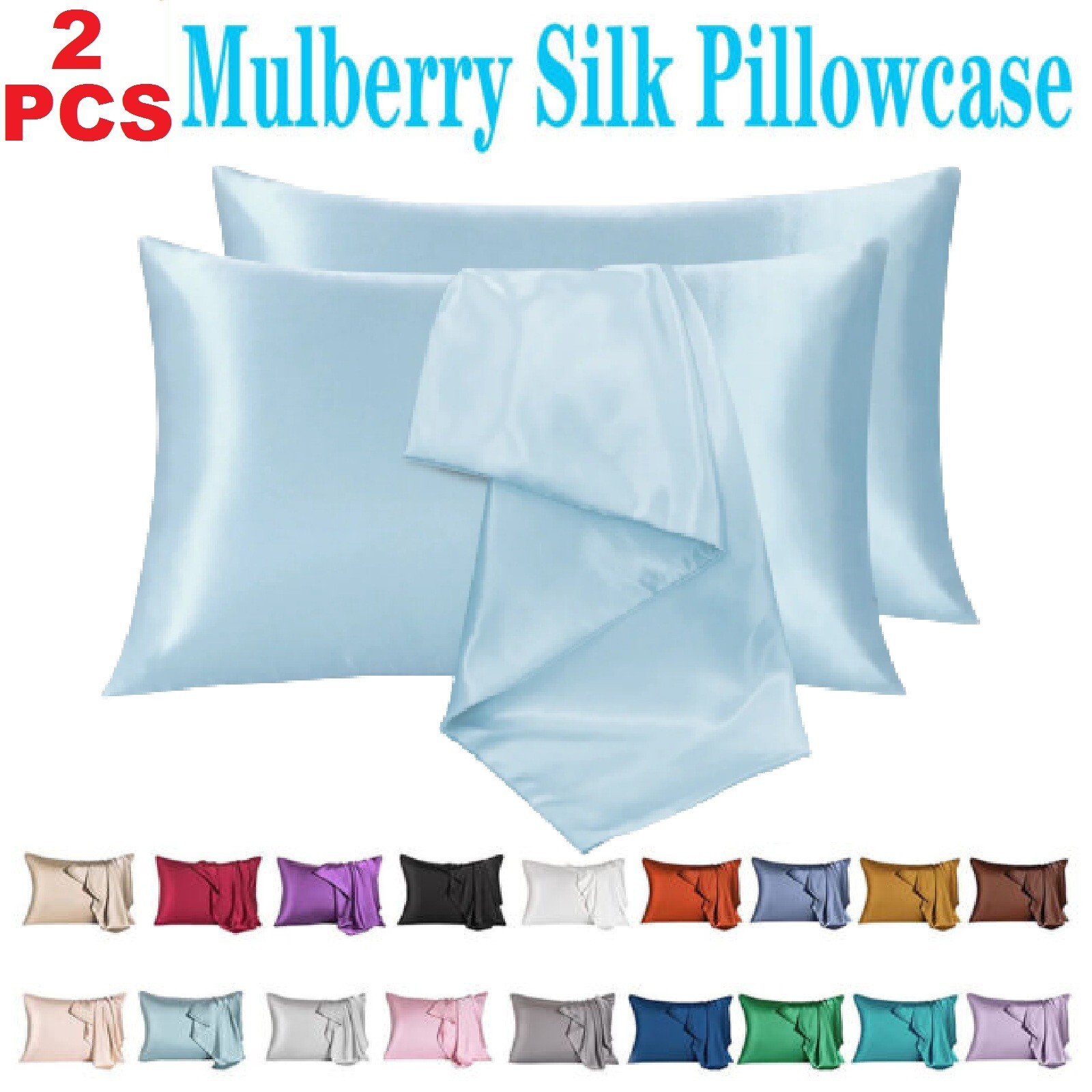2x Mulberry Silk Standard Pillow Case Slip Protector Genuine 25 Momme