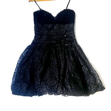 Vintage David Haward Black Womens Small Strappy Mini Party Dress Back Zip