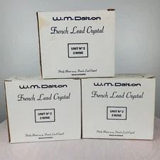 W. M. Dalton French Lead Crystal Wine Goblet GLASSES #2 Set Of 6 Vintage In Box