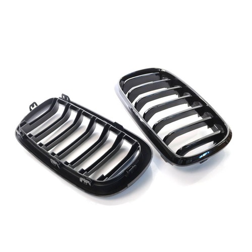 Pair Gloss Black Front Hood Grill Kidney Grille For BMW X5 F15 X6 F16 2014-2018 - Picture 5 of 7