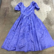 Vintage hand made satin basque waist low back big bow whimsical fairy maxi dress